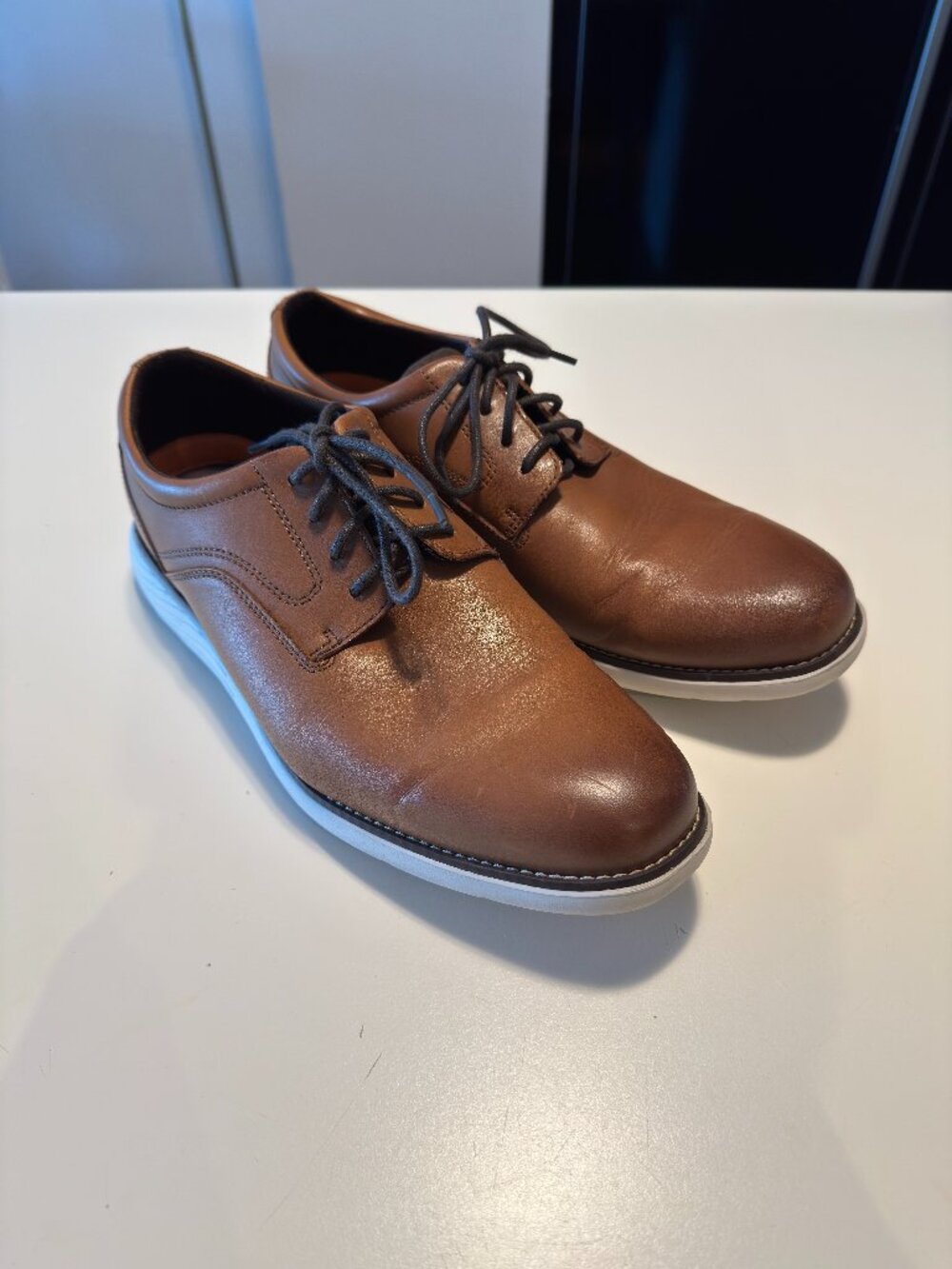 Rockport Garett Plain Toe Oxford Cognac Leather Men's 9.5